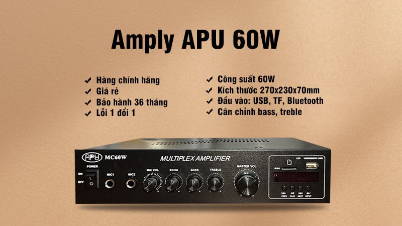 Amply cho loa phóng thanh APU 60W giá rẻ nhất thị trường