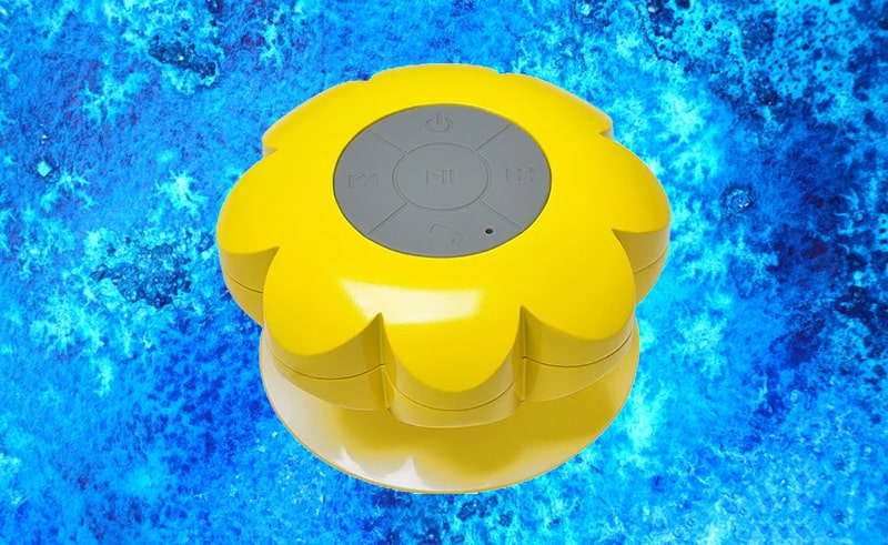 Loa nhà tắm Weiye-803 với màu vàng và hình bông hoa đặc trưng, chỉ số chống nước IP4X