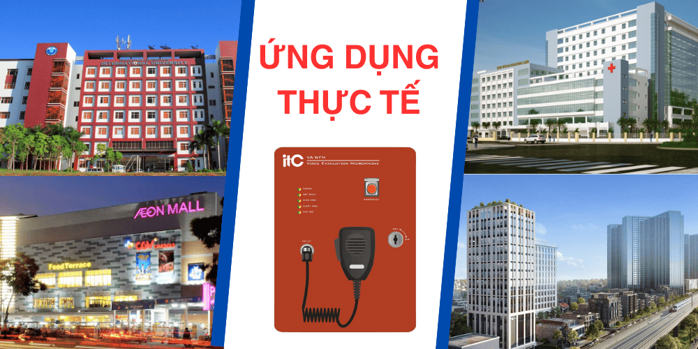 Giải pháp âm thanh sơ tán ITC được lắp đặt rộng rãi thực tế ở nhiều công trình như tòa nhà văn phòng, chung cư, bệnh viện,...